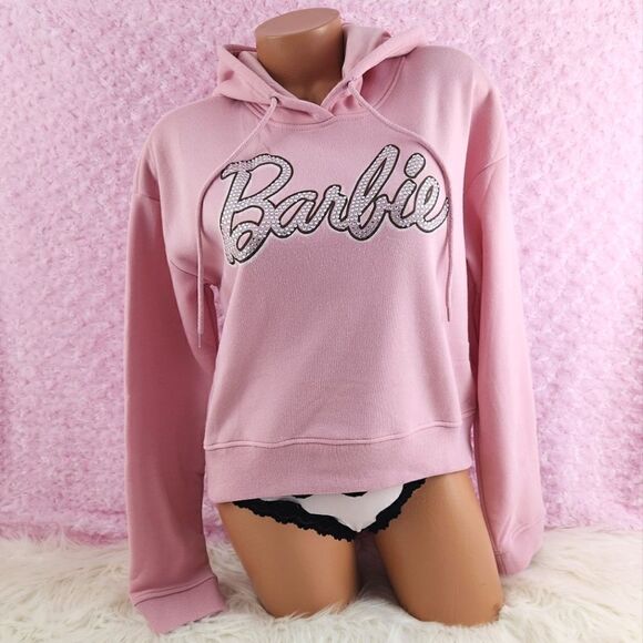 Barbie Tops - SMALL {Barbie} Pink Hooded Bling Rhinestones Sweatshirt